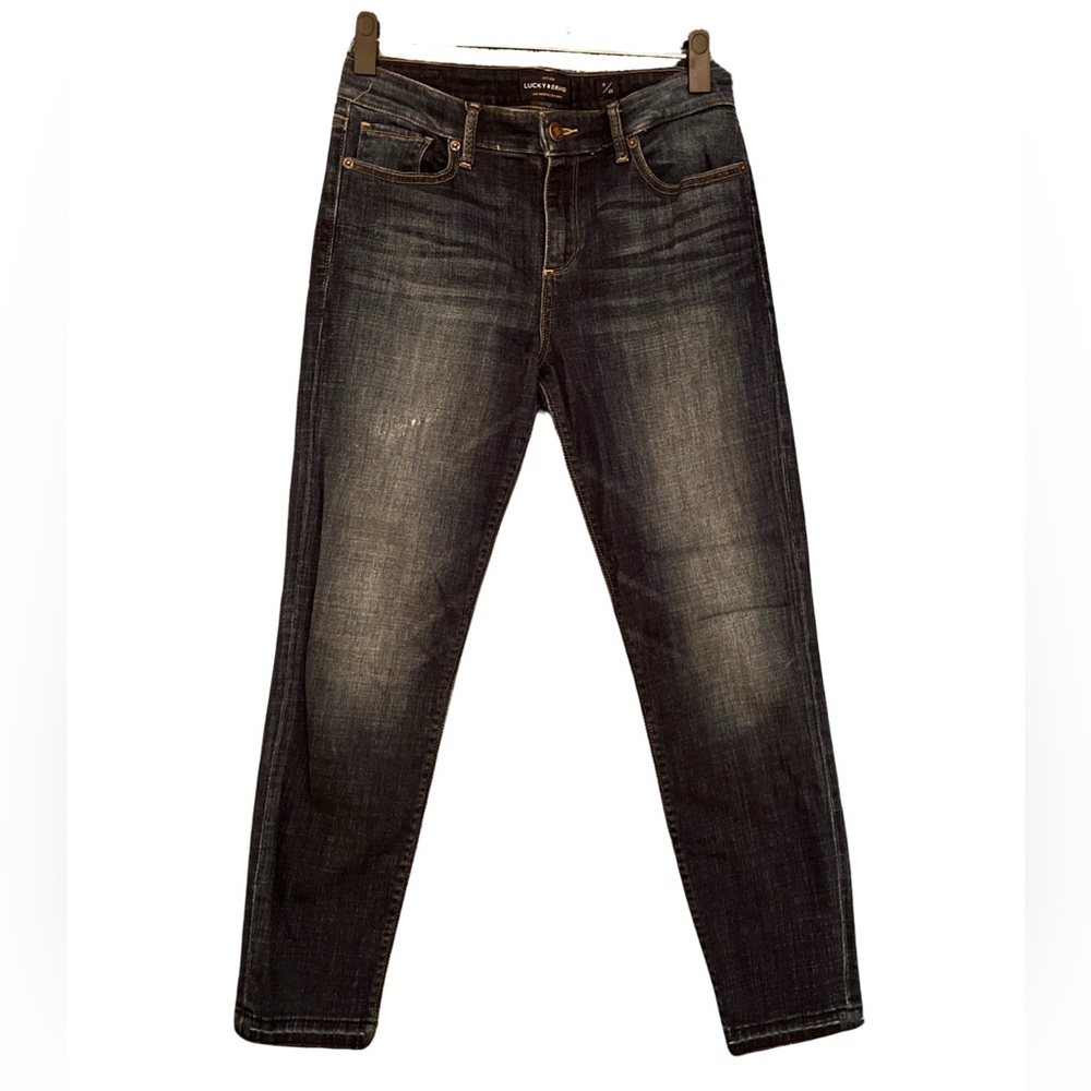 Lucky Brand midwash skinny jeans with frayed hem SZ 8/29